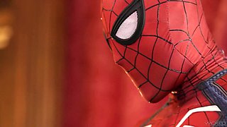 Ebony girl gets fucked by guys in deadpool and spiderman cosplays. Intense threesome!