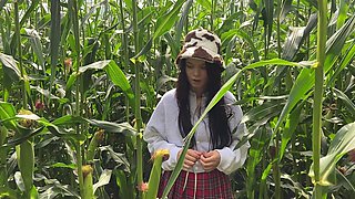 Security Guard Catches Slut in Cornfield and Gives Her a Blowjob-ticket on the Spot