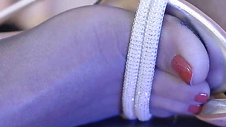 Blonde MILF Worships Her Nylon Stockinged Feet