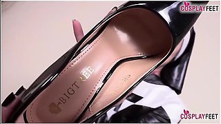 Horny Tattoed Italian Nun Denise Takes Off Her Pantyhose After Getting Horny, All The Time Talking T