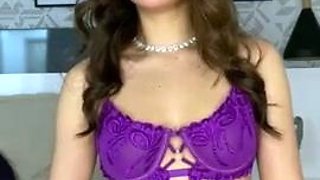 Stunning brunette in lingerie loves to masturbate