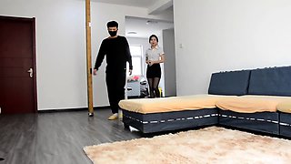 Slender Asian girl in pantyhose learns a lesson in bondage