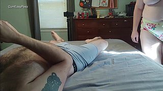 Big Tit Handjob and Piss Play on Bed