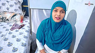 POV- My muslim Hijabi stepsis Caught me Naked, she wants to give me blowjob in 69 with pissing...Clear hindi video
