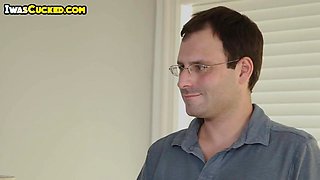 Asian wife banged by another man in front of cuckold hubby