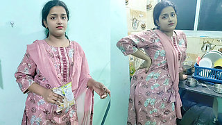 Maid aunty was sick so she sent her virgin step-daughter for work today