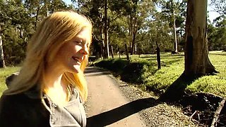 Two amateur blonde teen babes sucking huge fat cock