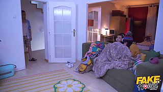 Fake hostel - lean teenies in warm socks sense the heat with fat pecker in threesome