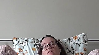 Nurse in White Fishnet Stocking Playing with Vibrator