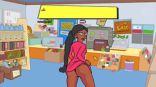 Cartoon movie, building, sexy ebony