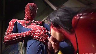 Spider man with a hard dick fucks masked pornstar Jenna Presley