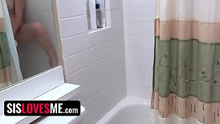 Sislovesme - hidden cam stepbro creeps on his stepsis Alex Blake while she fingering in the shower