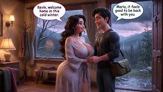 Kevin Finds Passion with His Stepmother During a Long Winter Absence (ai Generated)