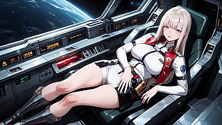 Private Moments Inside the Futuristic Spaceship Where Her White Uniform Is Stretched to Perfection