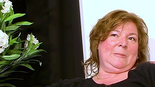 Fat German granny tries sex casting in her living room