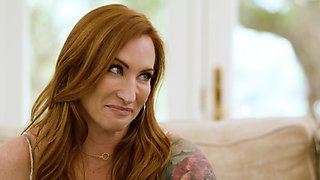 Redhead milf Sophia Locke enjoys a hot threesome with two young beauties