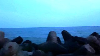 Big-Titted Amateur Teen Fucked Hard on the Beach at Night