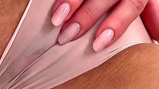 Camel Toe Pussy Through Transparent Beige Panties. Sweet Soaking Pussy View