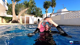 Underwater Blowjob Challenge - Gagging on My Sinking Dildo