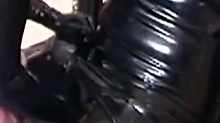 Latex MILF Teases Her Hooded Bound Submissive