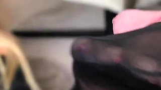 Heels & Pantyhose Footjob Until He Cums
