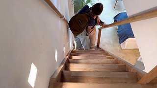 Catching my stepdaughter and her friend having fun on the staircase