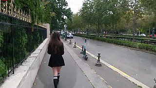 Melody Flashes Her Pussy And Boobs On The Streets Of Budapest While Wearing A Sexy Uniform - Dolls Cult