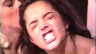 Blonde and brunette lesbian girls licking and toying