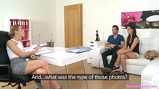 I join in to create a fantastic three-way with spanish duo - female agent