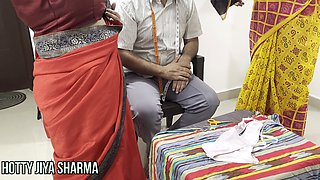 (desi Tailor) Seduces Two Lady Customers in Shop and Fucking Anal Sex Hard Threesome