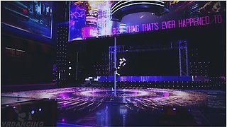 VR pole dance teasing with a lingering touch