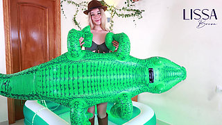 Humping, Dominating and Pee an Inflatable Crocodrile
