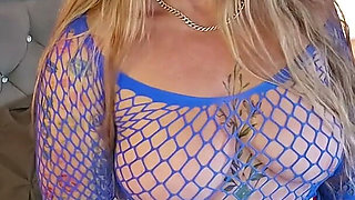 Blue Body Stocking Furious Dildo Wank
