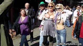 Two moms flash at mardi gras - GNDPartyGirls