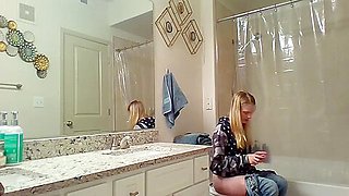 Voyeur Girl Taking Photos And Masturbating In The Shower