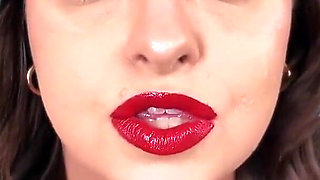 Forever Weak for My Lips - Seductress Sydney Screams Applies Red Lipstick Before Covering You with Her Lipstick Kiss Marks
