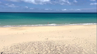 Naked Beach MILF Helps a Jerking Stranger - Cum on Her Ass