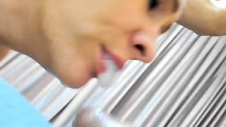 Amazing amateur blonde enjoying a doggystyle