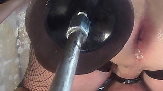 Close-up on Fucking Machine in Ass Cunt Fucked with Vacuum