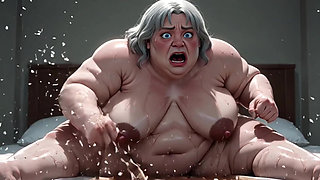 SSBBW very fat woman having an orgasm with her hairy, wet pussy.