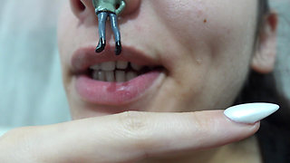 My Giantess Stepsister Puts Tiny Stepbrother in Her Nose as Punishment and Plays with Him