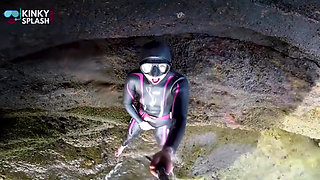 Neoprene Wetsuit & Dive Mask Masturbation by the Sea