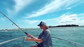 Blonde Hentai Raceplayer MILF Lilly Gaddis Fishes in Bikini on Boat