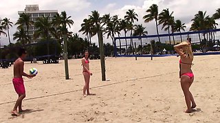 Dillion Carter and his two hot babes go wild in the sun on a secluded beach