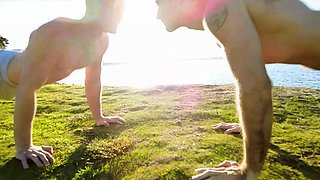 Amateur hunk lover bareback fucks bottom