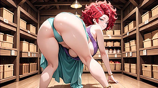 Red Hair Purple Lingerie Big Tits Supermarket Filled Until Ahegao Collapse